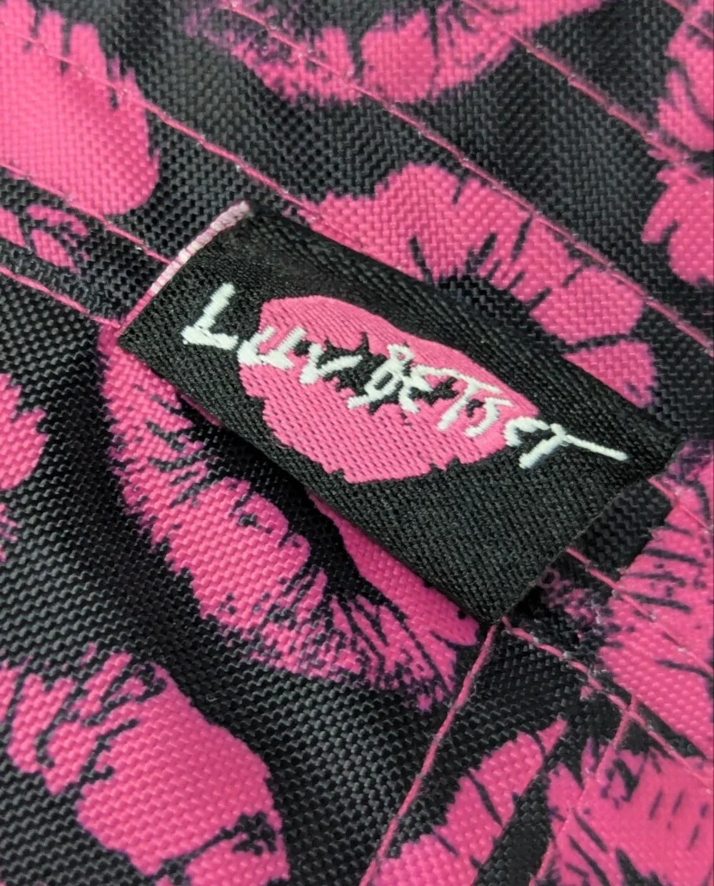 Betsey Johnson Bucket Hat with Hot Pink Lip Prints One Size